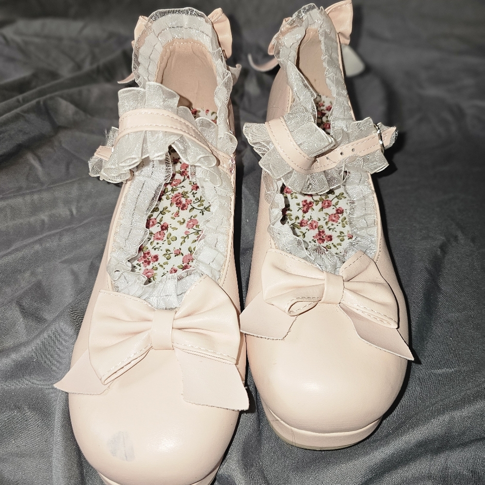 Cute lacy pink shoes